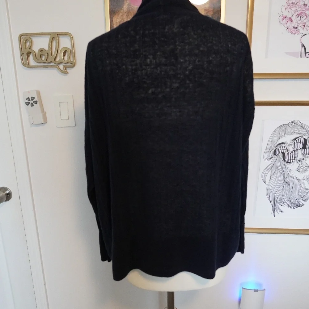 Pure Collection Blue Ribbed Knit Open Front LongSleeve Linen Cardigan 043 - Picture 4 of 7